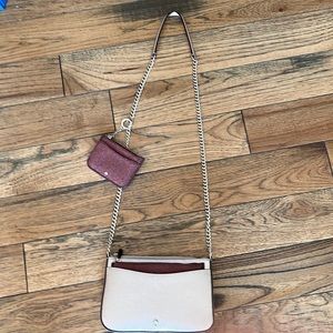 Kate Spade shimmy glitter triple crossbody rose gold burgundy 3 piece bag set